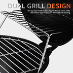 14-Inch Portable Barbecue Grill,Outdoor Small Grill with Dual Venting System and Warming Rack for Picnic, Camping, Backyard,Black