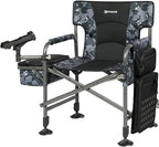 X Strike Fishing Chairs with Rod Holder, Folding Ice Fishing Chair for Adults Outdoor Camping Chair Leg Adjustable with Cooler Bag and Storage Bag for Ice Fishing, Camp, Lawn, Patio, Garden