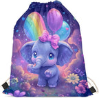 Upetstory Elephant Drawstring Backpack Lightweight Draw String Bag Cinch Sack Pack School PE Kids Bags Travel Storage Pouch for Gym Traveling Yoga Outdoor Sports Active Exercise Fitness