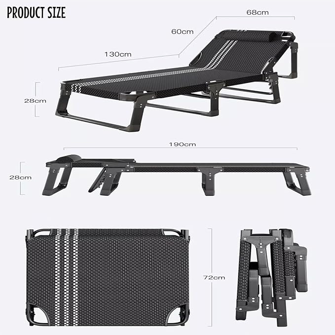 Folding Camping Beds, Camping Bed for Adults with Mattress, Folding Chaise, Portable Sleeping Cot, Foldable Lounge Chair for Outdoor Beach and Pools