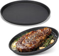 Maxdot 2 Pcs Small Cast Iron Griddle Pan 11.4 Inch Easter 4th of July Round Cast Iron Pizza Pan Camping Skillets Mini Carbon Steel Griddle for BBQ, Baking, Grilling, in the Oven, on the Stove or Grill