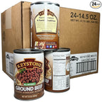 Keystone Meats All Natural Heat and Serve Ground Beef 14 oz – Fully Cooked Canned Meat – Ready to Eat – 5-Year Shelf Life – Pantry Staple for Everyday Meals, Emergency Survival Canned Food – Made in USA – Pack of 24