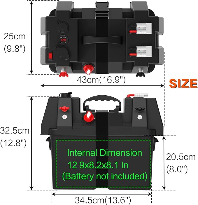 12V Multifunctional Control Box Camping Electrical System Waterproof Jumper Box Retrofit Heavy Duty Control Boxes for Marine Trailer Kayak Boat Car RV Solar (No Battery)
