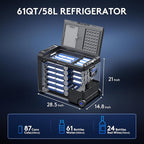BODEGACOOLER 12 Volt Car Refrigerator, 61Quart (58L) Car Fridge WIFI APP Control, Protable Freezer -4℉-68℉, RV Electric Cooler 12/24V DC 100-240V AC for Outdoor, Truck, Van, Vehicles, Camping, Travel
