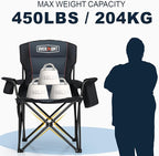 Overmont Oversized Folding Camping Chair - 450lbs Support with Padded Cushion Cooler Pockets - Heavy Duty Collapsible Chairs for Sports Garden Beach Fishing