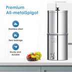 AQUA CREST Gravity Water Filter System, 304 Stainless Steel Countertop System with 4 Filters and Anti-Slip Stand, Reduce Fluoride and Chlorine, 2.25G, for Home, Camping, RVing, Off-Grid, Emergencies