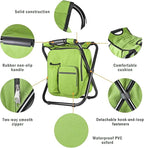 Kikerike Backpack Stool Cooler Chair Heavy Duty 300 LBS Max Load Portable Lightweight Stool Backpack Folding Fishing Cooler Seat for Camping Hunting Fishing - Grass Green