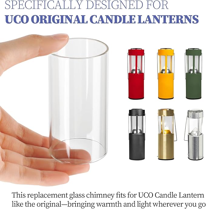 2-Pack Compatible Replacement Glass Chimney for UCO Candle Lantern, Durable & Heat-Resistant Glass for UCO Lantern Accessories