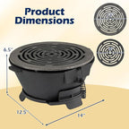 Happygrill Cast Iron Hibachi Charcoal Grill, Portable Japanese BBQ Grill w/ 12” Double-Sided Grate, Air Regulating Door & Fire Gate, Outdoor Tabletop Hibachi Grills for Camping, Picnic