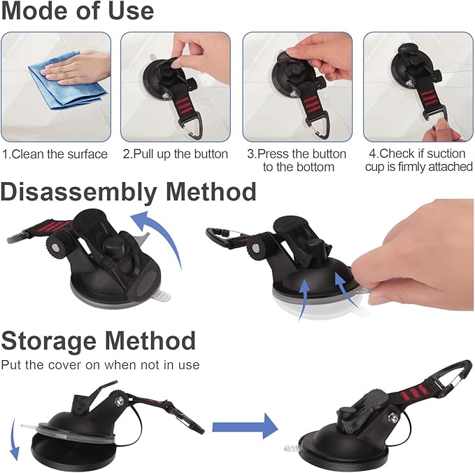 Heavy Duty Suction Cup Hooks, Car Camping Essentials Tie Down Suction Cups Anchor, Window Suction Cups with Hooks, Suction Cups for Glass, RV Van Car Awning, SUV Tent, Truck Camping, 2 Pcs