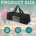Grill Tool Storage Bag, Large Grill Utensil Storage Caddy with Pockets, BBQ Tools Storage Bag for Outdoor Camping (Black)