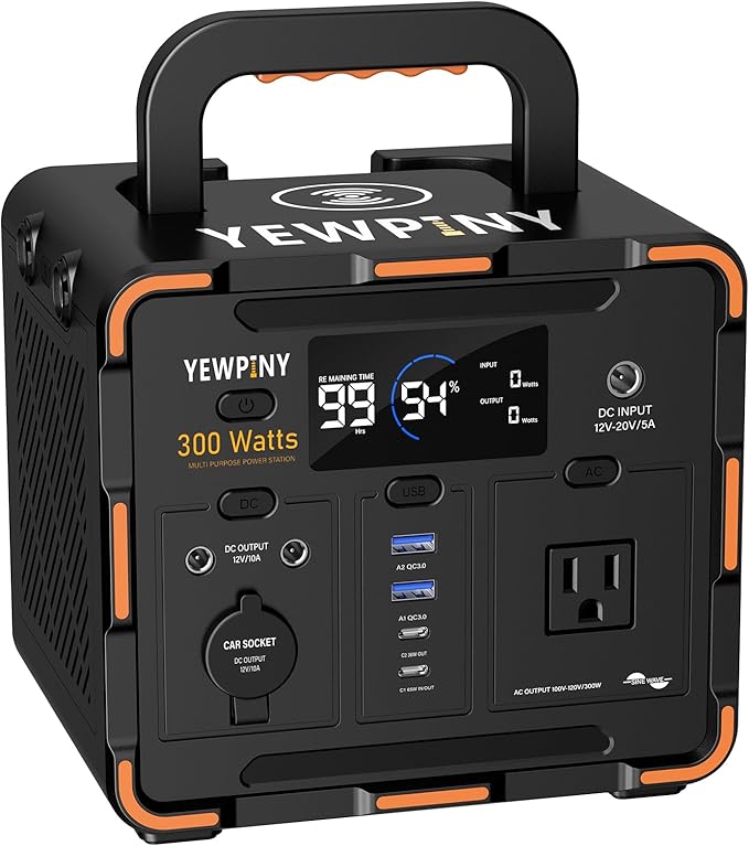 300W Portable Power Station, Solar Generator 259Wh, 70,000mAh LiFePO4 Battery with 65W USB-C PD&Pure Sine Wave AC, Solar Charging for Camping,Home,Emergency Power(SOS Light & LCD Display)