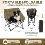 Portable Dog Camping Chairs for Dogs Raised Pet Bed for Outdoor Folding Chair Patio Lazy Puppy Cot Heavy Duty Pet Camping Gear(28x 24 x 22 Inches,Brown)