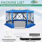 COBIZI 15x15 FT Pop Up Gazebo - Canopy Tent, Large Gazebos On Clearance,Instant Screened in Gazebo,carpas para Patio,Portable Screen Tents for 12-15 Persons Outdoor Camping, Backyard, Blue