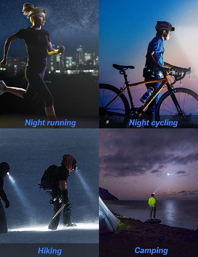 XLENTGEN Headlamp Rechargeable 4 Colors in 1 LED Headlamp 500 Lumens Super Bright Motion Sensor Head Lamp, 2-Pack 8 Modes White Red Blue Green Light Headlight for Camping Fishing Cycling Hunting