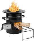 Skyflame Wood Burning Rocket Stove, Portable Camping Stove for Outdoor Cooking, Backpacking, RV and Survival, Essentials Camping Gear - Black