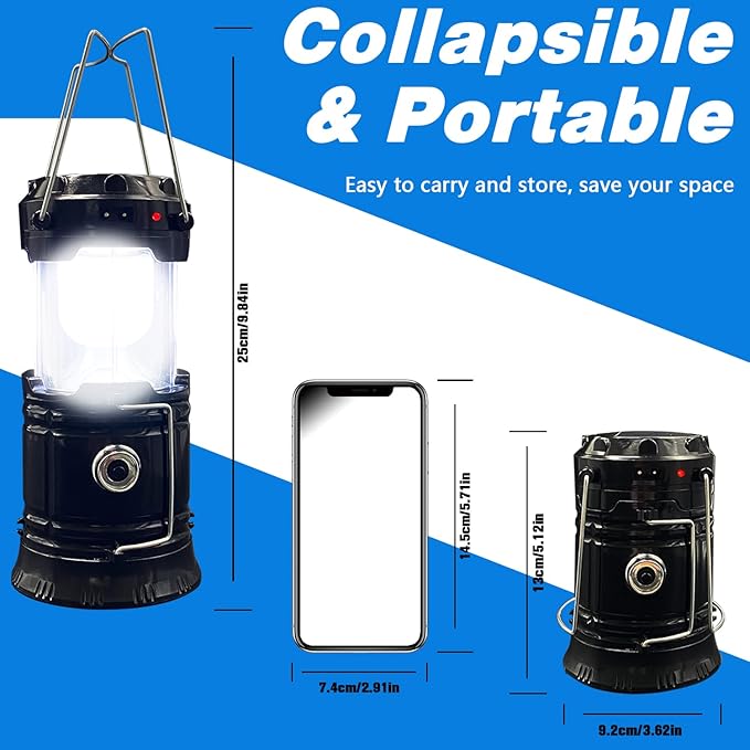 Solar LED Camping Lantern, BaishenglinMotor Solar USB Rechargeable Portable Folding LED Lanterns Flashlights for Indoor Outdoor Home Emergency Power Outage Hurricane Supplies 4-Pack