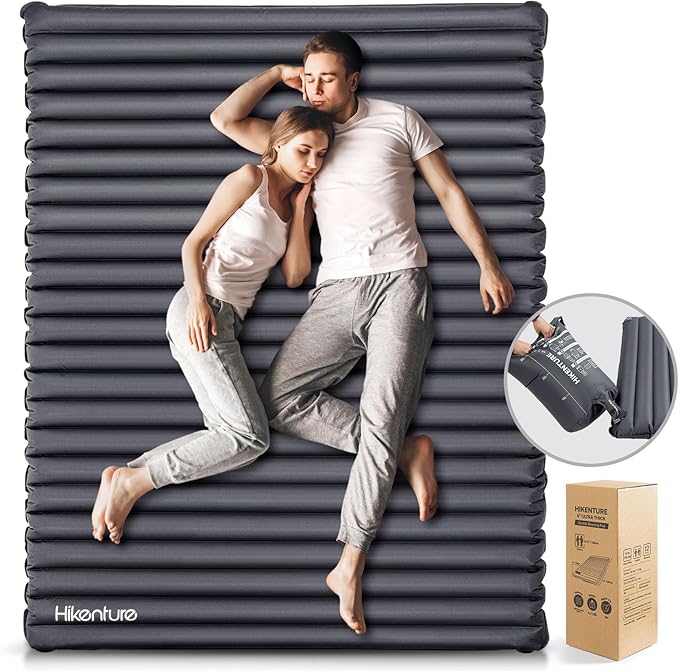 Hikenture Double Sleeping Pad for Camping, 4" Extra-Thick Camping Mattress 2 Person, Inflatable & Ultralight Sleeping Mat for Backpacking, Hiking (1008-D2)
