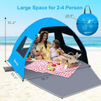 Gorich Easy Pop Up Beach Tent for 3-4 Person, UPF 50+ UV Protection Beach Umbrella Sun Shelter, Portable Lightweight Shade with Easy Foldable & Instant Setup