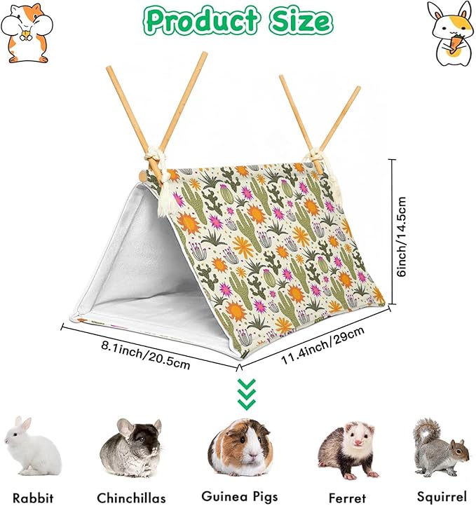 Bearded Dragon Reptile Sleeping Bed Tent Hide Tank Decor Accessories Habitat Shelter for Lizard Bearded Dragon Leopard Gecko (Cactus 1)