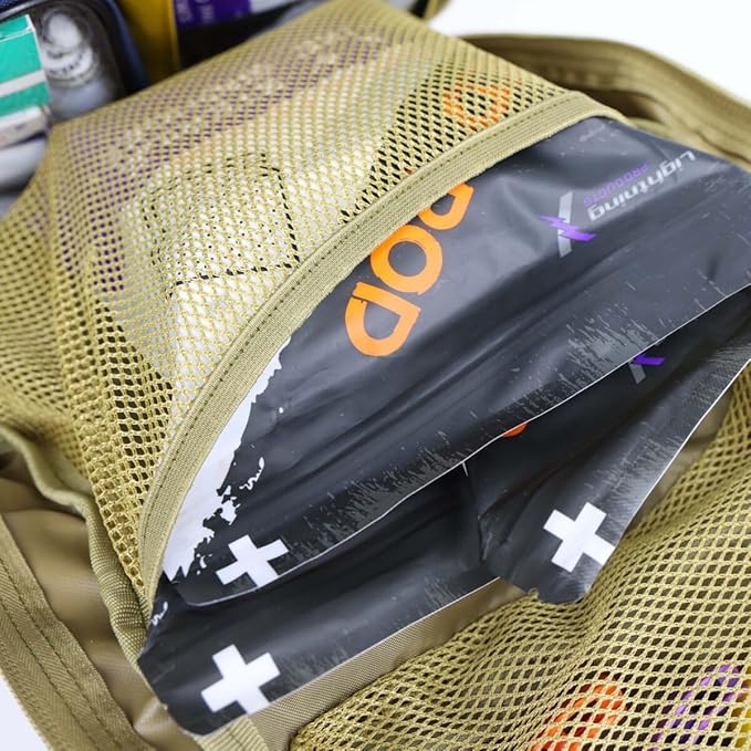 Lightning X Stocked Modular Trauma & Bleeding First Aid Responder Medical Backpack + Kit - TAN