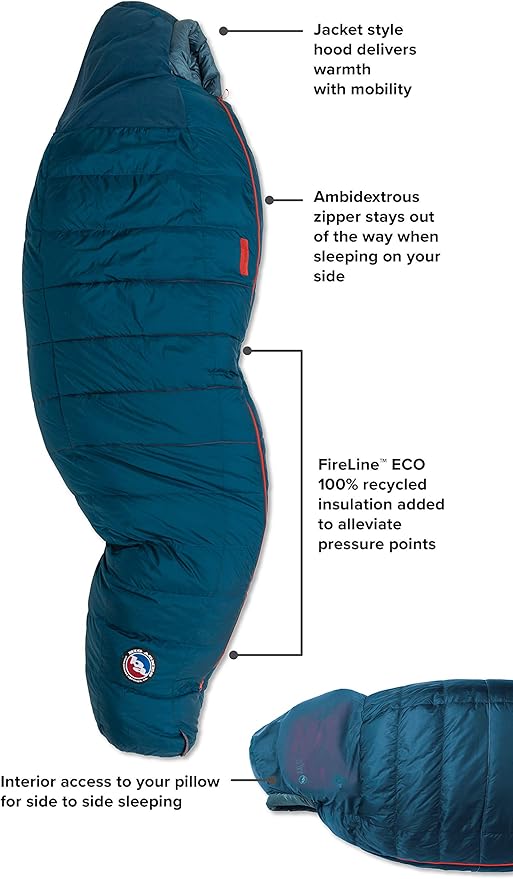 Big Agnes Sidewinder - Side-Sleeper Sleeping Bag, 650 DownTek, Lightweight