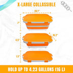 Collapsible BBQ Prep Tub with Cutting Board & Lid, Folding Food Container BPA-Free Heavy-Duty, Dishwasher Safe, Upgraded Drain Hole - for Camping, Grilling Outdoor Cooking (Orange, X-Large)