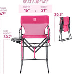 EVER ADVANCED Portable 30.7" Seat Height Tall Folding Camping Chair Directors Chair High Foldable Bar Stool with Side Table for Makeup Artist, Sports Event, Craft Show, Textilene Mesh, Supports 350LBS