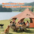 SOLSTUKU 4 Season Canvas Bell Tent, 270 sq ft, 9.8 ft Peak Height, 10 Person, Free Standing, Zipper Closure, Compact Style, Camping & Hiking, Family Camping, Cold-Weather, Outdoor Activities