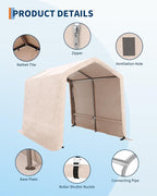 Outdoor Storage Building, 6x6 Heavy Duty Canopy Tent for Motorcycle, Waterproof Outdoor Canopy with Roll-Up Door, Portable Shed Storage Shelter for Firewood and Garden Tools, 6' x 6' - Gray