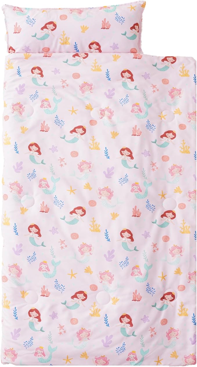 Bunnikins & Clover Toddler Nap Mat with Removable Pillow, Nap Mats for Preschool, Easy Clean Toddler Nap Pad for Kindergarten, Kids Sleeping Bag for Travel Camping