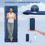 Sleeping Pad, 4.7" Extra-Thick & Ultralight Inflatable Camping Mat with Pillow, Built-in Foot Pump, Compact for Backpacking, Camping, Hiking, Travel — Navy Blue