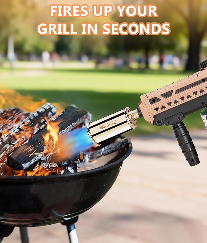 Propane Grill Torch Gun – Cooking Torch – Culinary Torch Sous Vide – Adjustable Flamethrower for BBQ, Campfire, Charcoal Wood Grills Lighter(Tank Not Included)