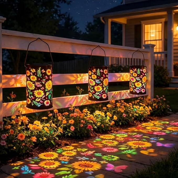Colorful Sunflower Glow Solar Garden Lantern, Twinkle Halo Lantern, 2026 Waterproof Outdoor Solar Powered Hanging Light for Garden, Let Your Garden Bloom with Light After Sunset (A1-2PCS)