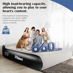 Queen Air Mattress Full with Built-in Pump,16'' Blow up Mattress with Soft Flocked Top Luxury Inflatable Mattress 3 Minute Fast Inflation/Automatic deflation for Camping＆Home and Guest