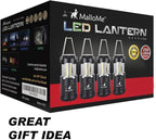 MalloMe LED Camping COB Lantern Flashlights 4 Pack - Super Bright - 240 Lumen Portable Outdoor Lights - AA Batteries Required, Not Included (Black, Collapsible)