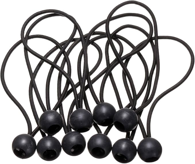 25Pack Length 8 Inch Bungee Cord Ties, Ball Bungee Strap Tarp Tie-Down, Elastic Cord Shock Rope for Outdoor Camping Tarp Clip Tent Canvas Tarpaulin Flag Pole Heavy-Duty Versatile Organize Accessory