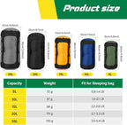 5 Pcs Compression Sacks for Backpacking 5L/10L/15L/20L/35L Camping Sleeping Bag Stuff Sack Water Resistant Sleeping Bag Storage Sack for Space Saving Hiking Gear