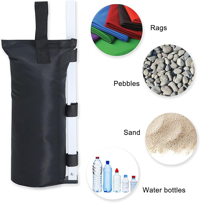 ABCCANOPY Canopy Weights Set of 4-120LBS Sand Bags for Pop up Tent, Weight Bags for Outdoor Gazebo, Trampoline, Pergola, Black (Without Sand)