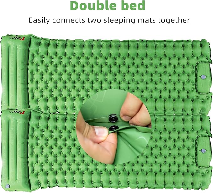 Camping Sleeping Pad, Ultralight Camping Mat with Pillow Built-in Foot Pump Inflatable Sleeping Pads, Compact Sleep Pad for Camping Backpacking Hiking Traveling