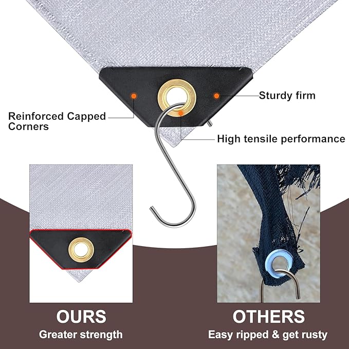 Tarp 20x20FT, 16 Mil Large Tarp, Waterproof Tarps Heavy Duty with Grommets Every 23.6", Thick Plastic Tarp, UV Resistant Tear&Fade Resistant, Reinforced Edges for Outdoor Pool Camp Tent
