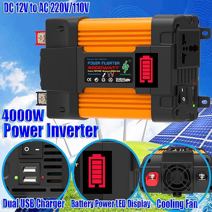 6000W Solar Inverter Kit with 100W Waterproof Foldable Panel & 50A Controller for RV, Camping & Off-Grid Power Solutions(4000w)