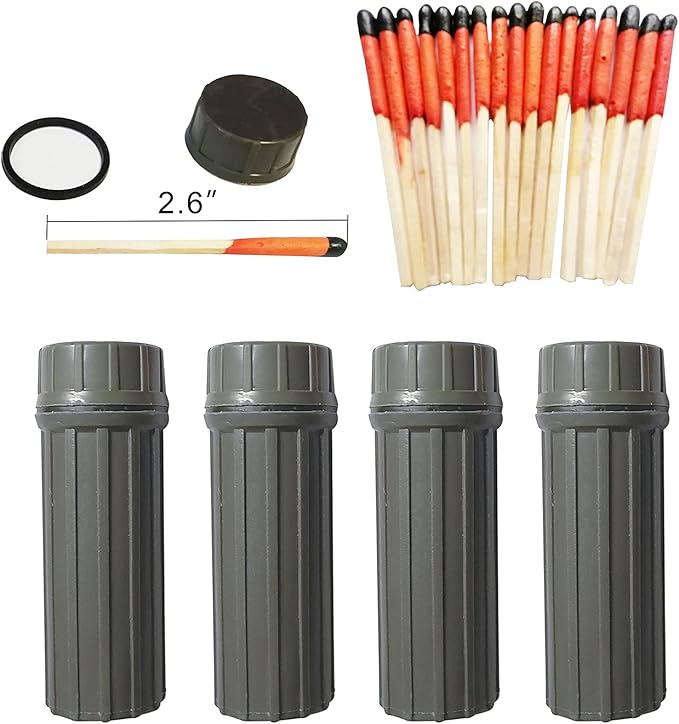 Emergency Fire Starter | Windproof & Waterproof Storm Matches with Waterproof Case & Wax Rope | Survival Gear for Camping, Hiking, Bushcraft, Outdoor Survival