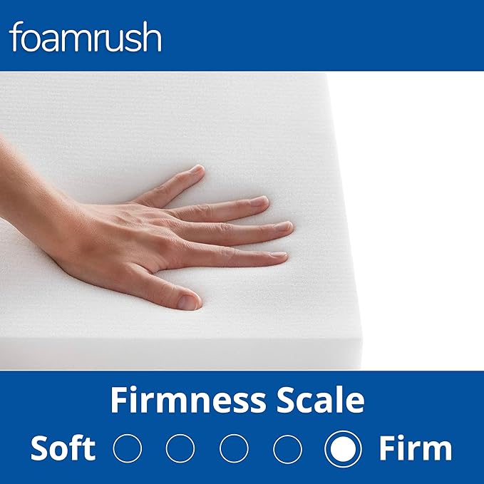 FoamRush 9" x 24" x 72" Bunk, Camping Cot High Density RV Mattress Replacement with Canvas Navy Cover, Extra Firm, Made in USA, Camper Trailer, Removable Water-Resistant Outdoor/Indoor Cover w/Zip