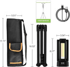 13200mAh Rechargeable Solar Work Light with Folding Stand and Carrying Bag, AODOO 8000 Lumen Stepless Dimmable , White/Warm/Nature White/RED(SOS) with Detachable Tripod (Black)