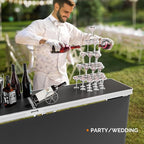 VINGLI 78" Portable Bar Table, 2-Tier Shelves, Mobile Bar Table for Events, Party, Camping, Picnic, Tradeshow, Indoor with Black Skirt (1, 78")