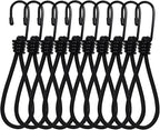 Bungee Cords Heavy Duty Outdoor by Garloy,10 Pcs Mini Bungee Cords with Hooks,Durable Rubber Canopy Ties Ideal for Tarps Tents Wire Racks and Other Camping Accessories