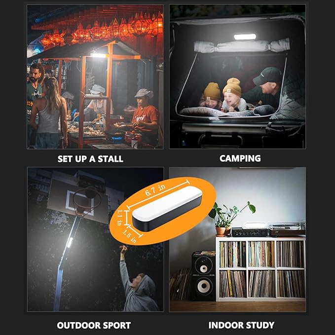 Solar Rechargeable LED Magnetic Work Light Bar 5500mAh,6500K Daylight Portable Emergency Lighting for Home Power Outages,Camping,Automotive Repairs,Under Hood & Workshop
