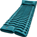 Camping Sleeping Pad, Ultralight Camping Pad with Pillow Built-in Foot Pump Inflatable Sleeping Mat Compact for Camping Backpacking Hiking Traveling-Green