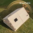 Large Luxury Inflatable Camping Tent Cotton Canvas Tent, Breathable and Waterproof Air Tent with Skylight and Stove Jack Hole for for 4-6-8-10 Person Family Camping